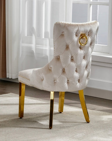 Creme Velvet Dining Chairs (Set of 2)