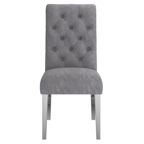 Grey Velvet Dining Chairs with Rolled Back Design (Set of 2)