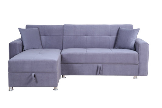 Soft Grey Fabric Sofabed Sectional with Storage