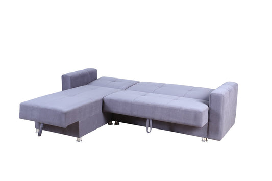 Soft Grey Fabric Sofabed Sectional with Storage