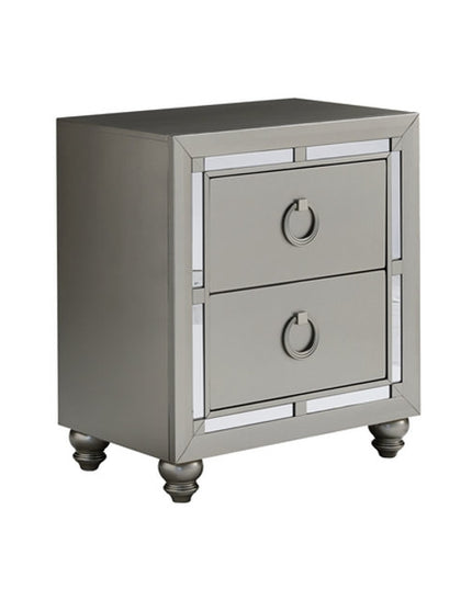 Silver with Mirror and Button Tufting Finish Bedroom Set (Bed, Dresser, Chest, Nightstand)
