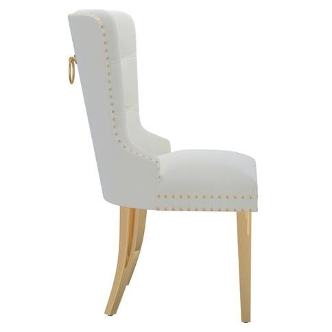Ivory Dining Chairs with Gold Legs (Set of 2)