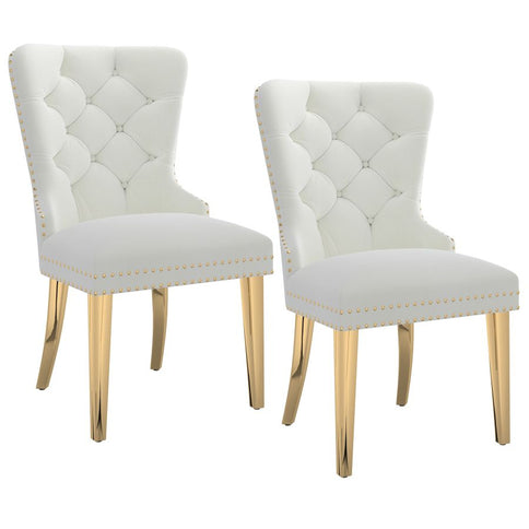 Ivory Dining Chairs with Gold Legs (Set of 2)