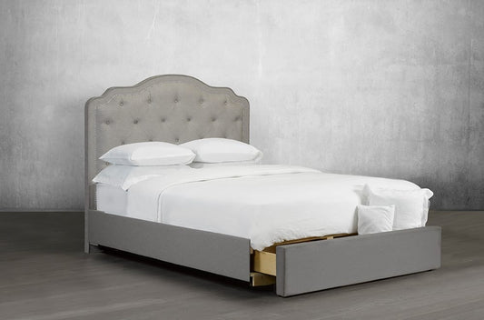 Custom Bevelled-Edge Tufted Bed with Drawer