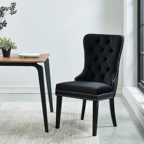 Velvet Dining Chair with Nailhead Details (Set of 2)