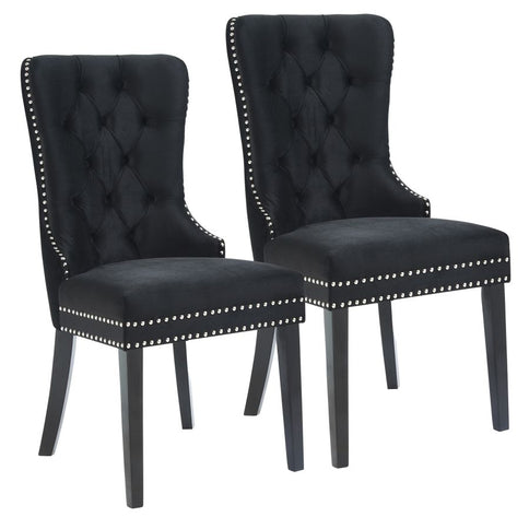 Velvet Dining Chair with Nailhead Details (Set of 2)
