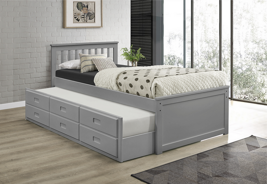 Wood Captain Day Bed Trundle with Storage