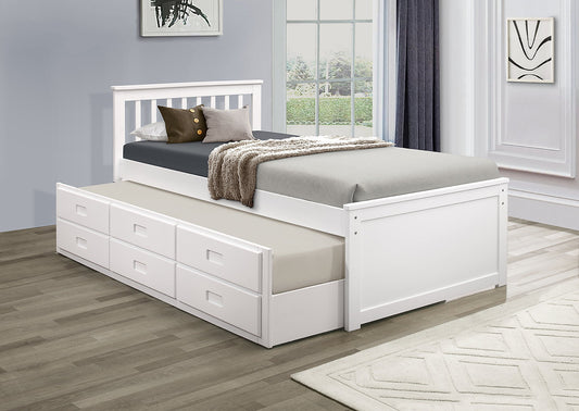 Wood Captain Day Bed Trundle with Storage