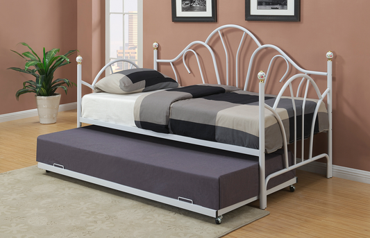 White Metal Day Bed Trundle