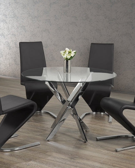 Round Tempered Clear Glass Dining Set with Chairs