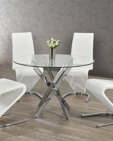 Round Tempered Clear Glass Dining Set with Chairs