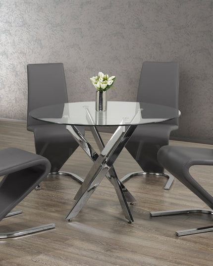Round Tempered Clear Glass Dining Set with Chairs