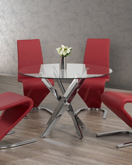 Round Tempered Clear Glass Dining Set with Chairs