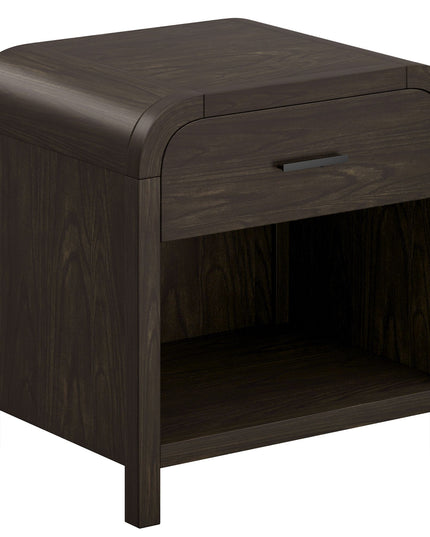 Dark Walnut Curved Nightstand