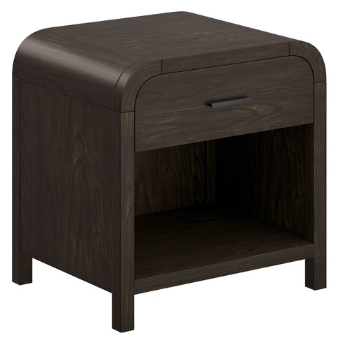 Dark Walnut Curved Nightstand