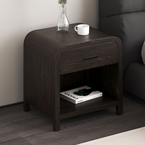 Dark Walnut Curved Nightstand