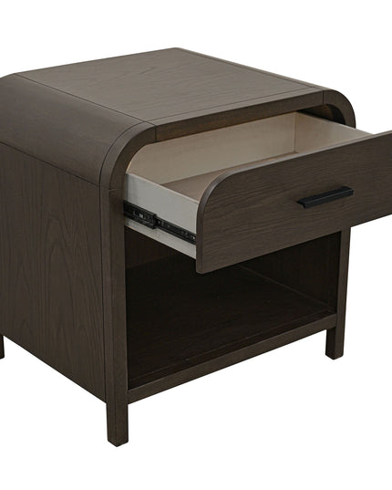 Dark Walnut Curved Nightstand