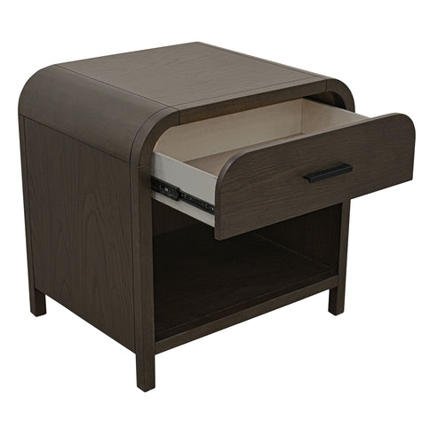 Dark Walnut Curved Nightstand