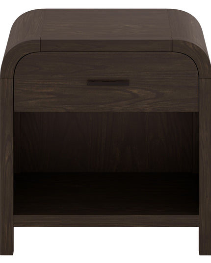Dark Walnut Curved Nightstand