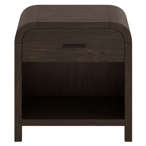 Dark Walnut Curved Nightstand