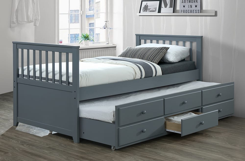 Wood Captain Day Bed Trundle with Storage