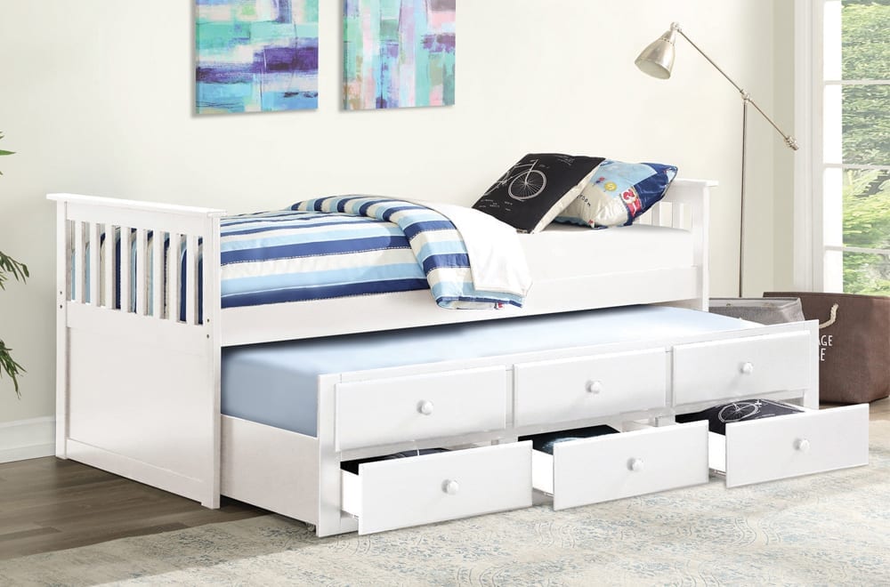 Wood Captain Day Bed Trundle with Storage