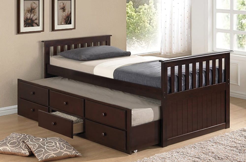 Wood Captain Day Bed Trundle with Storage