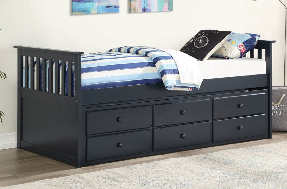 Wood Captain Day Bed Trundle with Storage