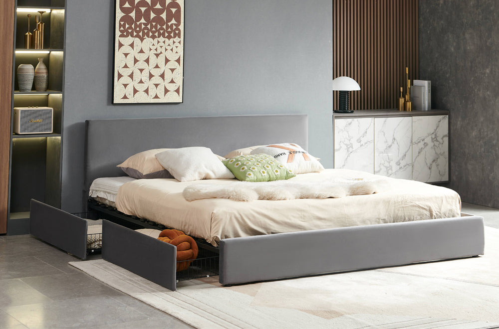 Basic Headboard Storage Platform Bed