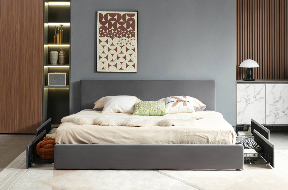 Basic Headboard Storage Platform Bed