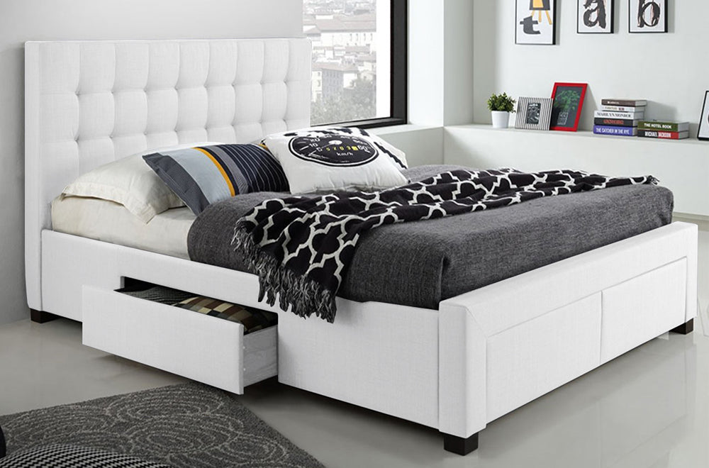 Button Tufted Squares Headboard Storage Bed