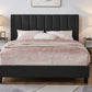 Vertical Panel Tufted Headboard Platform Bed