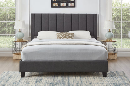 Vertical Panel Tufted Headboard Platform Bed