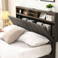 Vertical Panel Cubby Headboard Storage Bed