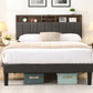 Vertical Panel Cubby Headboard Storage Bed