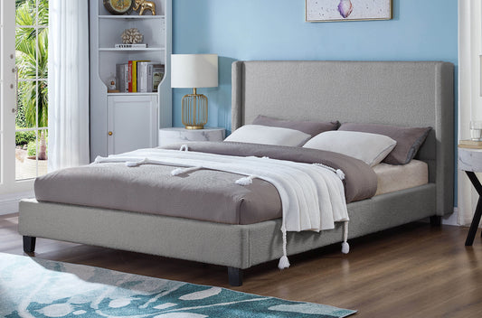 Boucle Wing Headboard Platform Bed