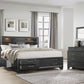 Carved Wood Bedroom Set with Storage (Bed, Dresser, Chest of Drawers and Nightstand Set)