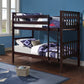 Horizontal Slats Wood Bunk Bed with Ladder