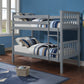 Horizontal Slats Wood Bunk Bed with Ladder