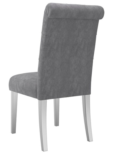 Faux Marble Dining Set with Light Grey Velvet Chairs