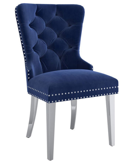 Faux Marble Dining Set with Blue Velvet Chairs