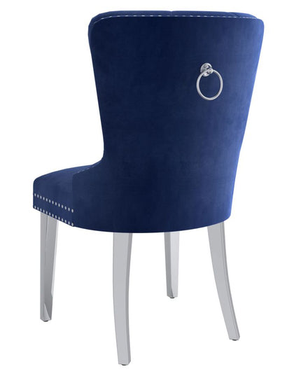 Faux Marble Dining Set with Blue Velvet Chairs