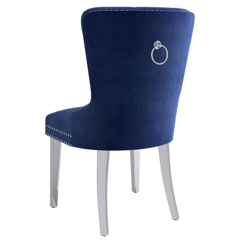 Faux Marble Dining Set with Blue Velvet Chairs