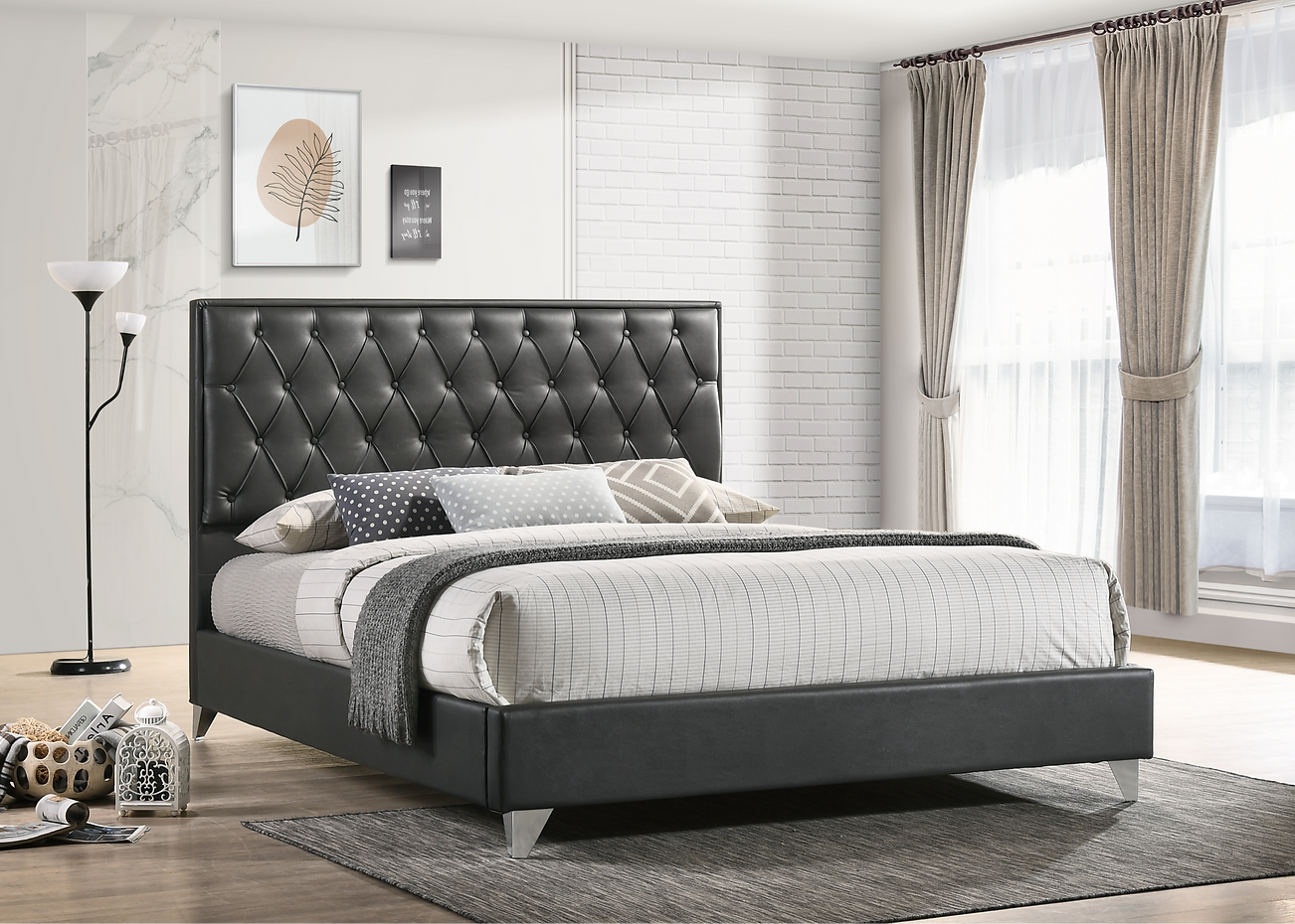 Diamond Button Tufted Bed