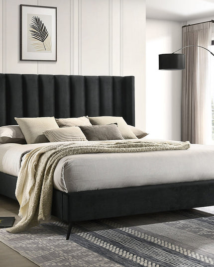Winged Vertical Tufted Velvet Bed