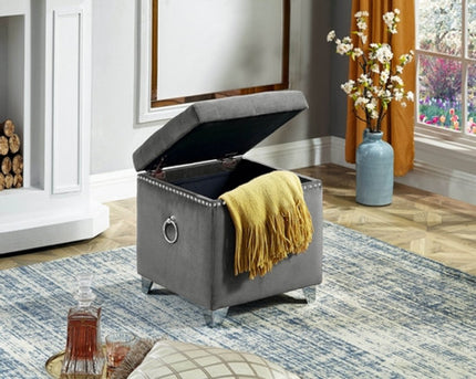 Velvet Storage Ottoman