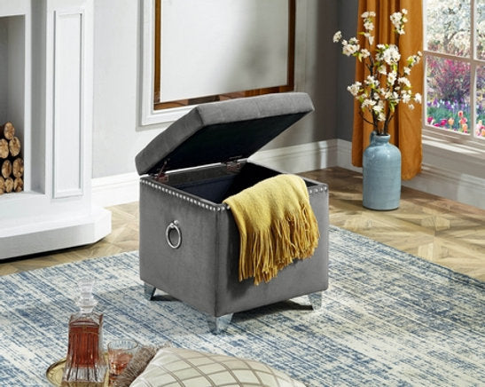 Velvet Storage Ottoman