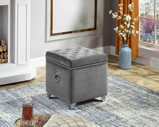 Velvet Storage Ottoman