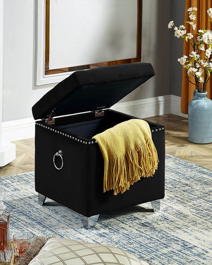 Velvet Storage Ottoman