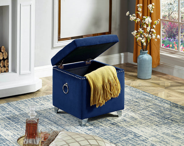 Velvet Storage Ottoman